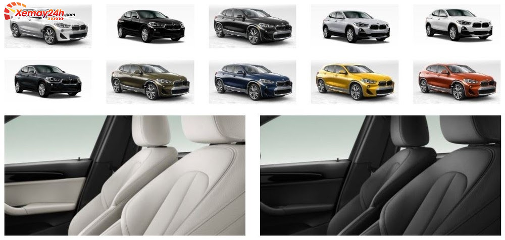 Bảng màu sắc ngoại và nội thất xe BMW X2 2021